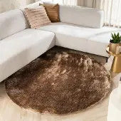 FRAAI Tapis rond à poils longs - Glorious Taupe | Ø 120 cm | Rond | Pile haute