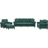 vidaXL Ensemble de canapés 4 pièces avec coussins vert foncé velours