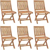 vidaXL Chaises de jardin pliantes avec coussins 6 pcs. Bois massif teck