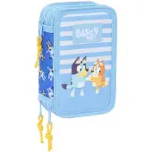 Bluey Triple trousse à crayons Bluey Let's play Bleu 12,5 x 19,5 x 5,5 cm 37 pièces