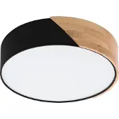 Eglo Éclairage de plafond moderne Grimaldino noir avec bois rond