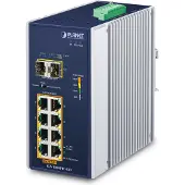 Planet IGS-1020PTF-12V - Commutateur - non géré - 8 x 10/100/1000 (PoE+) + 2 x Gigabit SFP - montable sur rail DIN, montage mural - PoE+ (240 W) - CC (IGS-1020PTF-12V)