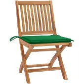 vidaXL Chaises de jardin 2 pcs. avec coussins verts teck massif