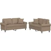 vidaXL Ensemble de canapés 2 pièces avec coussins Cappuccino-Brun Similicuir