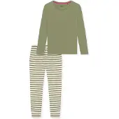 Schiesser Pyjama ' Casual Essentials ' kaki / blanc