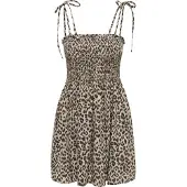 ONLY Robe d’été 'ONLEmmia' beige / noisette / noir