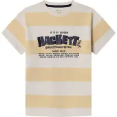 Hackett London Festival Stripe Short Sleeve T-shirt Beige 7 Years Garçon