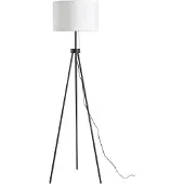 HOMCOM Lampadaire Lampadaire E27, acier+polyester, 37x37x152cm (noir+blanc)