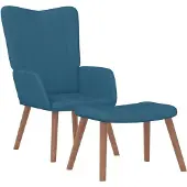 vidaXL Fauteuil relax avec pouf Bleu velours