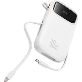 Baseus Batterie externe P10055008213-00, 10 000 mAh, 30 W, câble inclus, blanc