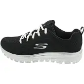 SKECHERS Baskets basses 'Graceful Get Connected' noir / blanc