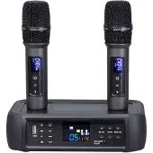 INF Ensemble de microphones sans fil avec technologie anti-larsen DSP Black
