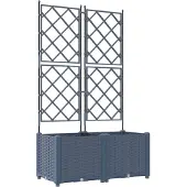 vidaXL Bac à fleurs avec Treillis 2 pcs Gris 80 x 40 x 143 cm PP