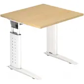 Hjh OFFICE PRO UNDA 8 W - 80 x 80, réglable en hauteur, érable/blanc