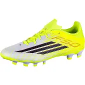 Adidas Bottes de football F50 League Homme, conçues marquer, pack Born For Goals, terrain polyvalent (MG) Team Solar Yellow/Core Black/Lucid Red