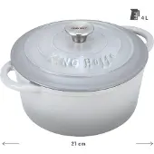 KINGHOFF Cocotte en Fonte KH-1520 21 cm Gris/Beige
