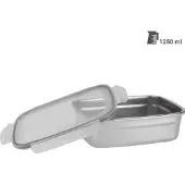 Excellent houseware Frischhaltedose aus Edelstahl mit Kunststoff Clip-Deckel, 1250 ml, Boîte de conservation, Transparent
