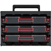 Prosperplast Skříňka s 3 organizéry TAGER CASE (přepážky) 415x290x290 mm - barva: černá