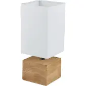 RL LIVE YOUR LIGHT Lampe de table WOODY pied en bois avec abat-jour en tissu blanc 12x12cm hauteur 30cm