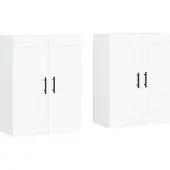 vidaXL Armoires murales 2 pcs. Blanc Bois composite