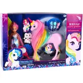 Moonlight Set de poupées Jouet avec licorne et accessoires - cheveux colorés