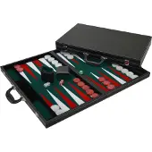 HOT Games Backgammon noir piqué, feutre vert/noir inclus 46cm