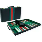 HOT Games Valise de backgammon 38 cm. Noir Vert Rouge