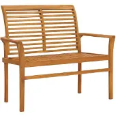 vidaXL Banc de jardin avec garniture verte 112 cm bois massif teck