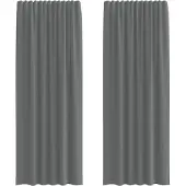 vidaXL Voile Rideaux avec poches pour tringles 2 pcs. Gris foncé