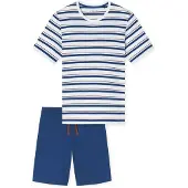 Schiesser Pyjama court ' Casual ' bleu / blanc
