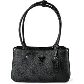 GUESS Sac à bandoulière en similicuir Meridian II Shoulder Satchel, couleur charbon, logo