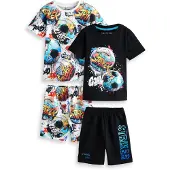 Next Pyjama azur / orange foncé / noir / blanc