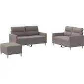 vidaXL Ensemble de canapés 3 pièces avec coussins Tissu Taupe