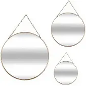 Atmosphera Miroirs ronds Leny avec chaîne en métal doré - Lot de 3