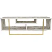 Skye Decor , Asal 120 - Ephesus, Or, Table de télévision, Blanc, 100 % PANNEAUX DE SPANCE REVÊTUES DE MÉLAMINE, 120 x 35,2 x 40,2 cm