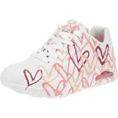 SKECHERS Baskets basses 'Uno - Spread The Love' rose / poudre / bourgogne / blanc