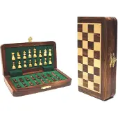 HOT Games Jeu d'échecs magnétique de voyage en bois 19 x 9 cm