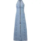 Armani Exchange pour femme. XW002261AF21338MB001 Robe en jean bleu (S), Casuel, Coton, Sans manches / bretelles