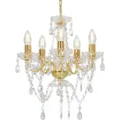 vidaXL Lustre avec perles de cristal Doré Rond 5 x E14