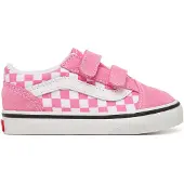 Vans Baskets basses enfant Old Skool V COLOR THEORY CHECKERBOARD Pink Fizz filles - Rose - 26