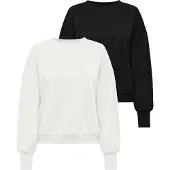 ONLY Sweat-shirt 'ONLBrooke' noir / blanc