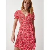 Happiness İstanbul Robe rouge orangé / blanc