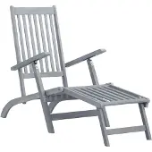 vidaXL Chaise longue avec repose-pieds et coussin, en bois massif d'acacia