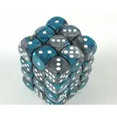 Chessex Blocs de dés Gemini 12mm d6 avec points (36 dés) - Acier-Teal avec blanc