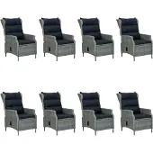 vidaXL Ensemble de jardin 9 pièces gris clair