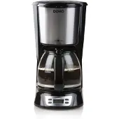 Domo DO708K, Cafetière à tirage, 1.5 l, Café moulu, Noir, Acier inoxydable