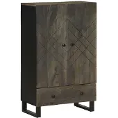 vidaXL Buffet noir 60x33x100 cm bois de manguier massif