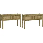 vidaXL Jardinières 2 pcs avec pieds bois de pin imprégné