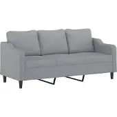 vidaXL Ensemble de canapés 3 pièces avec coussins Tissu gris clair