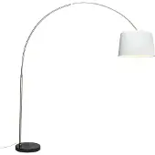 QAZQA Lampe à arc en acier avec abat-jour en tissu blanc 45 cm - XXL